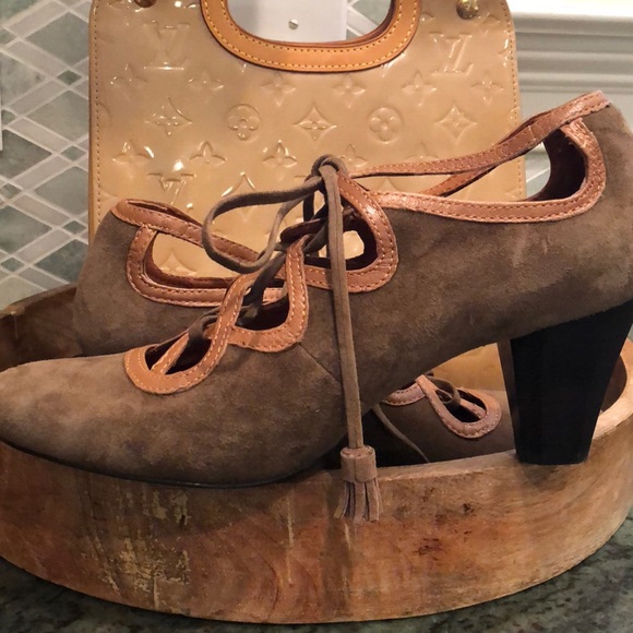 Gentle Souls Suede & Lthr Vintage Look Heels 8.5 - Picture 3 of 8